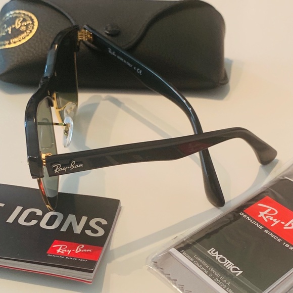 Ray Ban RB4175 Clubmaster Sunglasses Black Gold - Picture 3 of 5